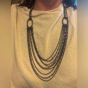 Lia Sophia Gunmetal and pink statement necklace